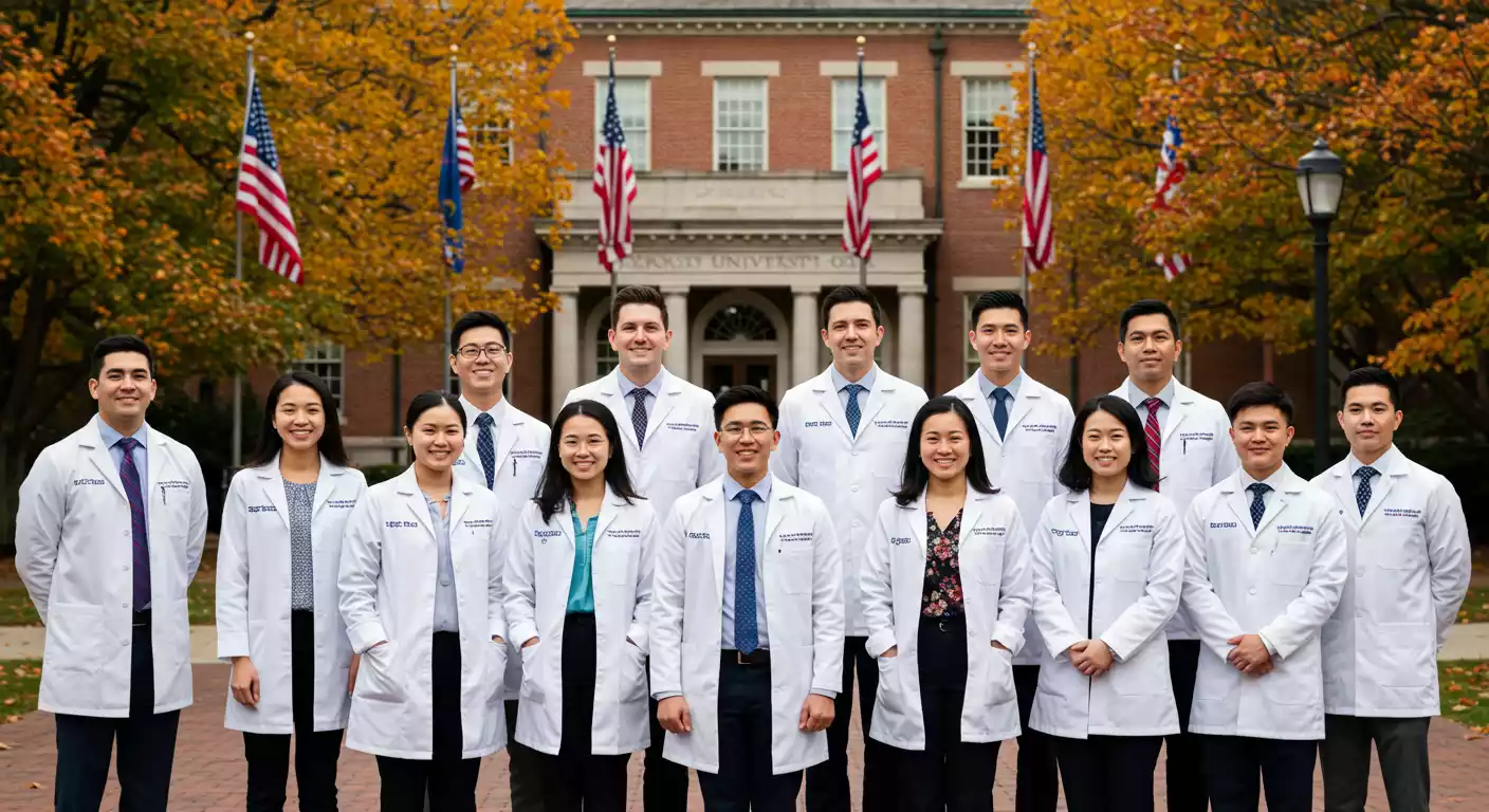 International students in US medical university campus
